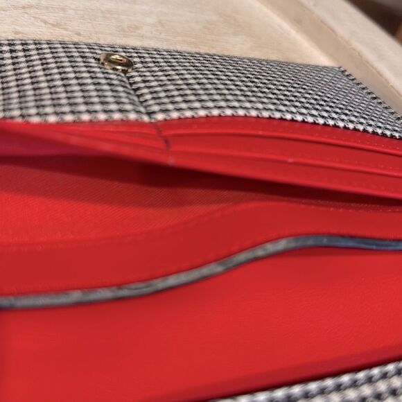 Zara RARE Houndstooth w Red Interior Women’s Wallet - Picture 13 of 16